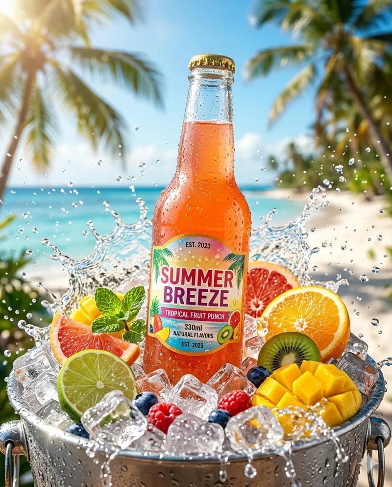 A refreshing cold drink bottle placed on
