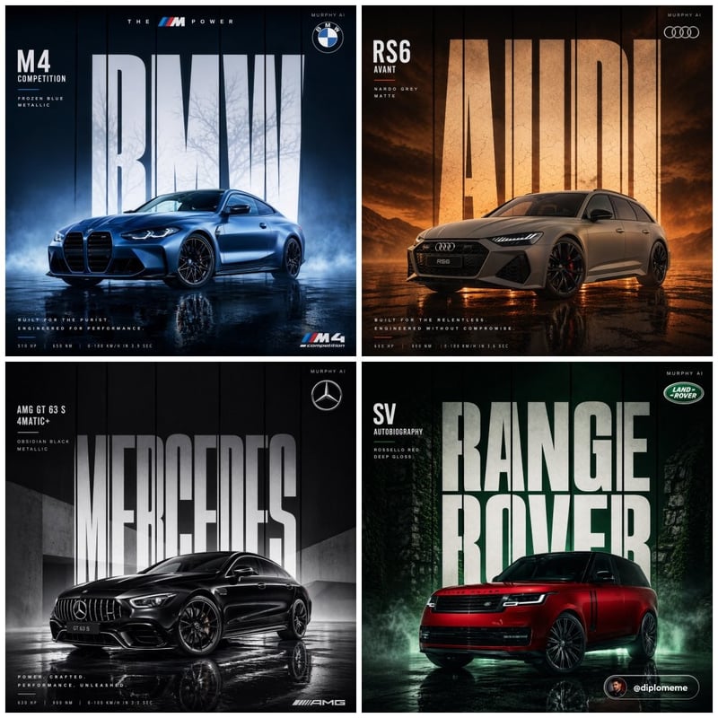 Cinematic automotive billboard poster, [CAR MODEL +