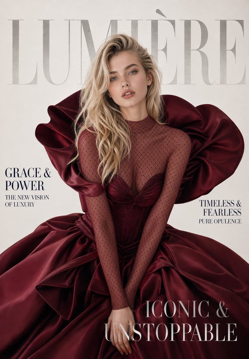 A luxury high-fashion magazine cover. Magazine name