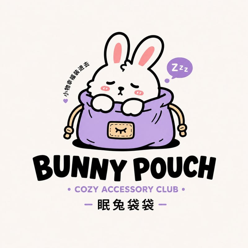设计一张原创卡通吉祥物 Logo，整体为潮萌、轻复古、可商用的小店品牌视觉风格。画面采用纯白背景，Log...