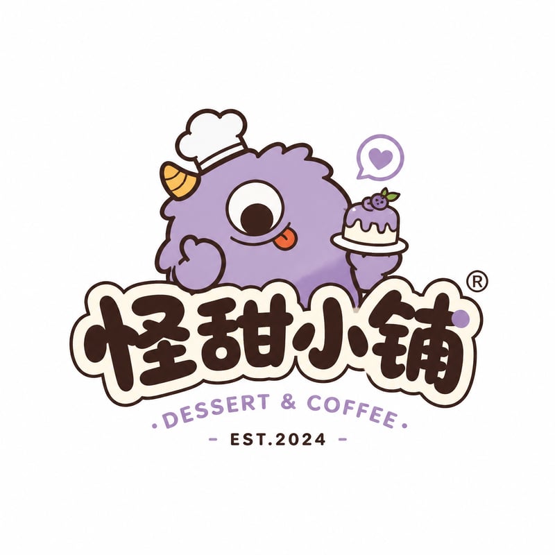 请生成一枚原创《萌怪角色字标 Logo》。