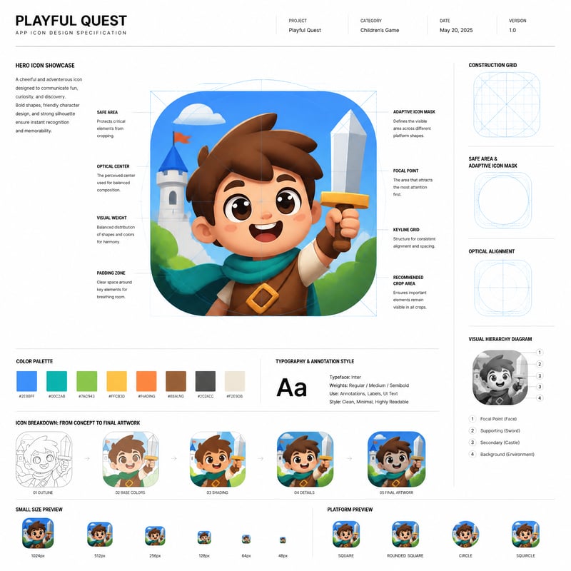 Design a premium app icon presentation board