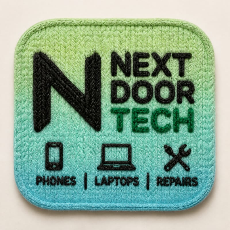 NEXT DOOR TECH logo made from thick