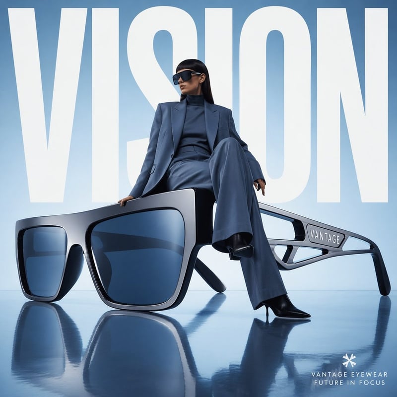 Avant-garde fashion advertisement, oversized futuris...
