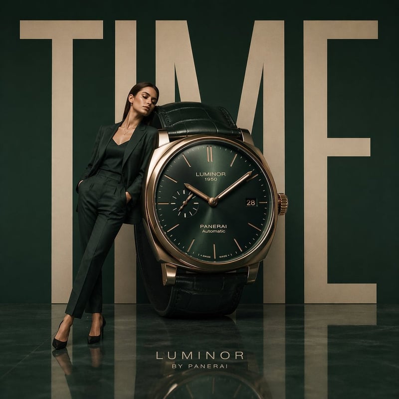Minimalist luxury watch campaign, oversized wristwat...