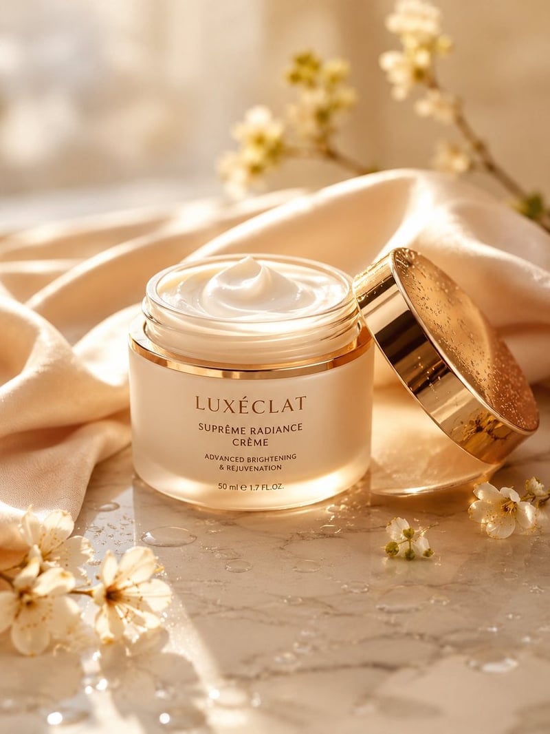 A premium skincare cream jar placed on