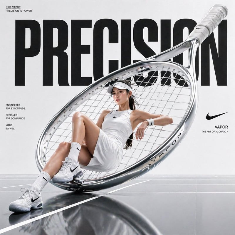 Avant-garde sports fashion advertisement, oversized ...