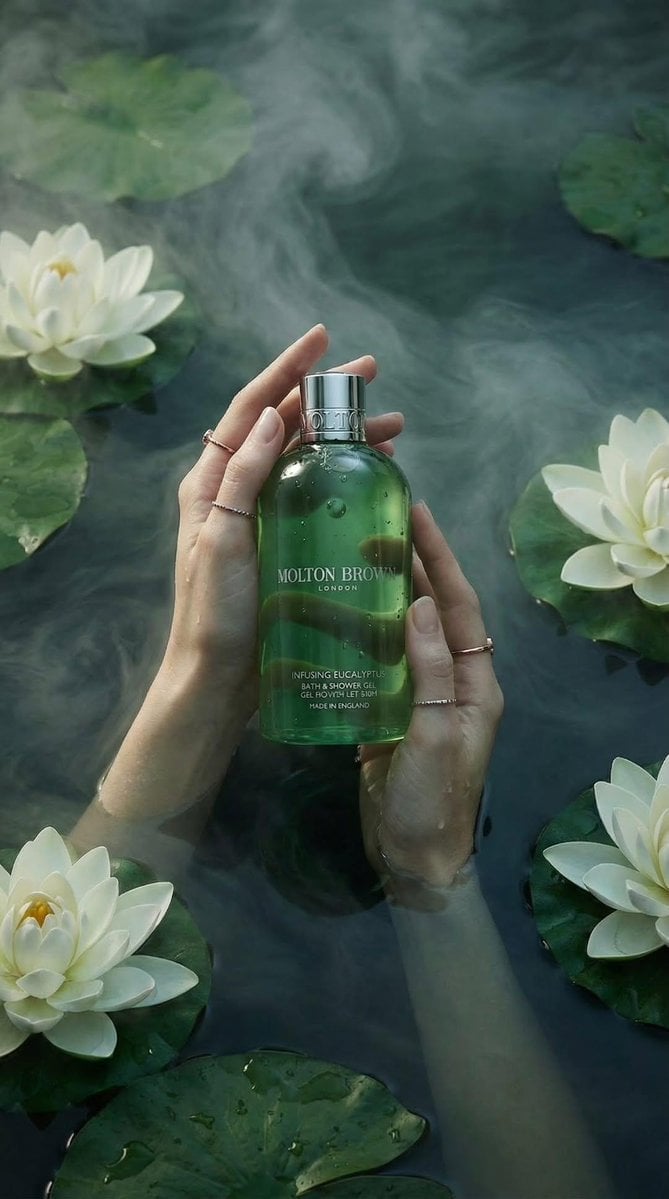 Luxury product photography of a green translucent