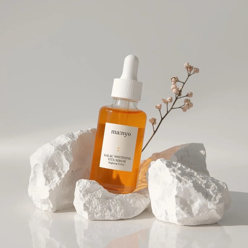 Minimalist studio product photography of an amber