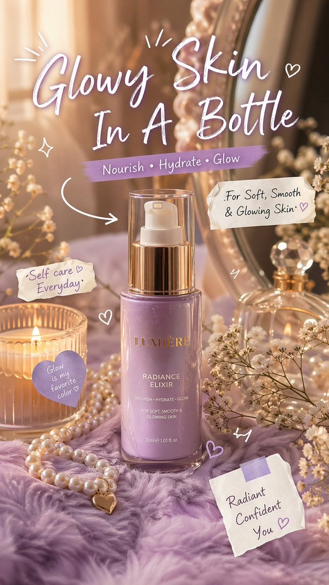 Luxury aesthetic skincare advertisement,soft pastel ...